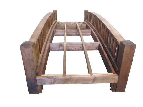 Wooden Garden Bridge Medium Rails Commercial Grade 12 ft. - SamsGazebos Handcrafted Garden Structures