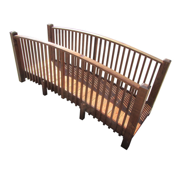 Wooden Garden Bridge with High Rails Commercial Grade 12 ft. - SamsGazebos Handcrafted Garden Structures