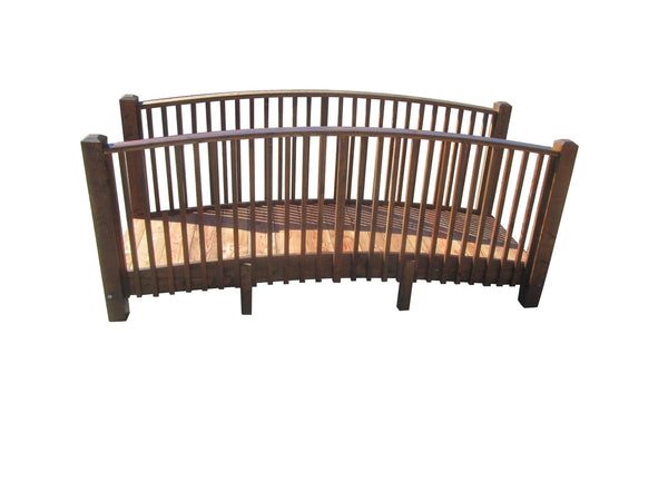 Wooden Garden Bridge with High Rails Commercial Grade 12 ft. - SamsGazebos Handcrafted Garden Structures