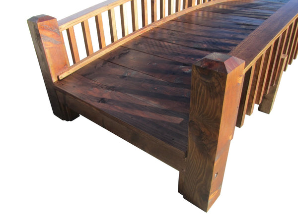 Wooden Garden Bridge Medium Rails Commercial Grade 12 ft. - SamsGazebos Handcrafted Garden Structures