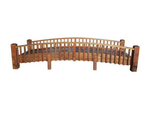 Wooden Garden Bridge Medium Rails Commercial Grade 12 ft. - SamsGazebos Handcrafted Garden Structures