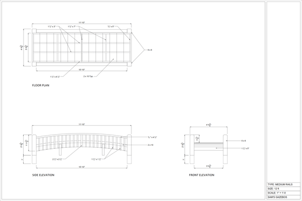 Wooden Garden Bridge Medium Rails Commercial Grade 12 ft. - SamsGazebos Handcrafted Garden Structures