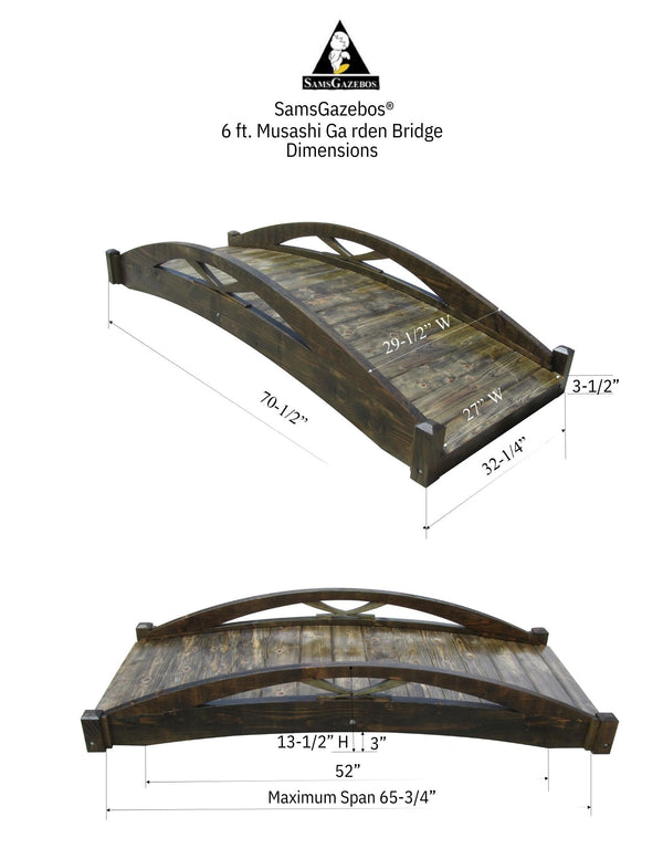 武蔵木製ガーデンブリッジ6フィート。