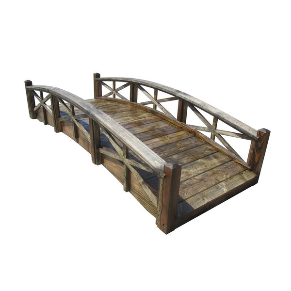 Chelsea Wood Garden Bridge 8 ft. - SamsGazebos Handcrafted Garden Structures