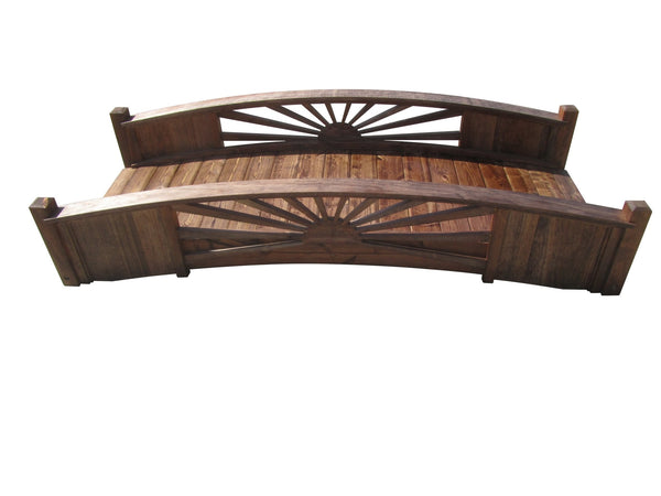 Sunburst Wooden Garden Bridge 8 ft. - SamsGazebos Handcrafted Garden Structures