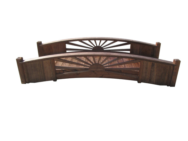 Sunburst Wooden Garden Bridge 8 ft. - SamsGazebos Handcrafted Garden Structures