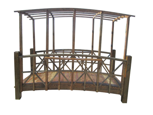 Garden Bridge with Pergola Canopy 12 ft. - SamsGazebos Handcrafted Garden Structures