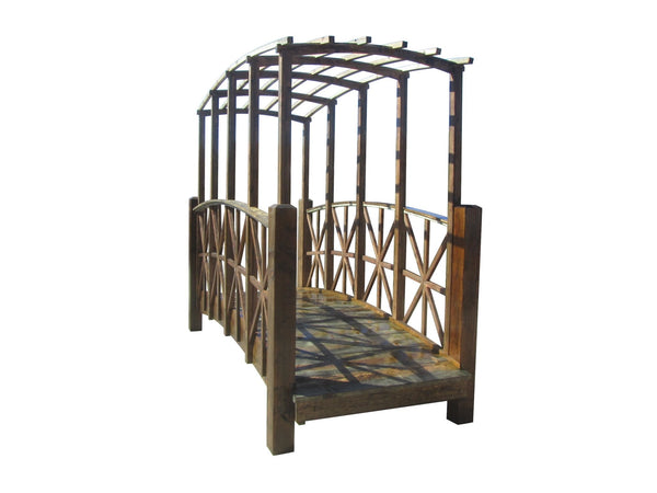 Wisteria Garden Bridge with Pergola 12 ft. - SamsGazebos Handcrafted Garden Structures