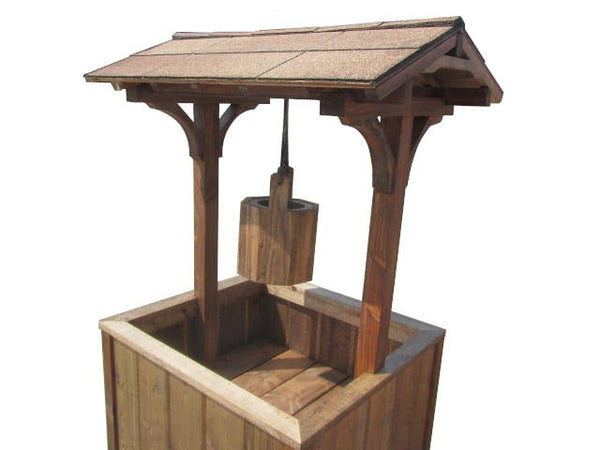 Wishing Well Wooden Planter 4 ft 6 inches tall - SamsGazebos Handcrafted Garden Structures