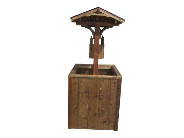 Wishing Well Wooden Planter 4 ft 6 inches tall - SamsGazebos Handcrafted Garden Structures