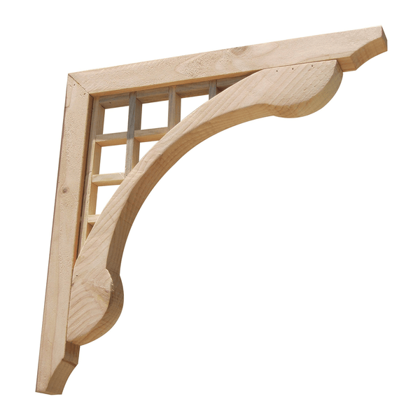 Exterior Wood Brackets Corbels Grid Lattice 16 inches 2 - Pack - SamsGazebos Handcrafted Garden Structures