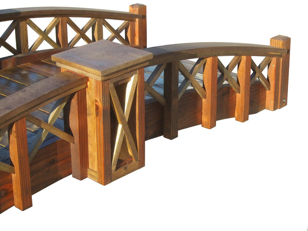 7 ft Garden Bridge with Half Halving Lattice Rails side