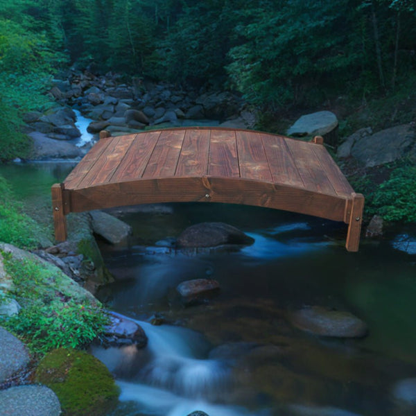 Commercial Grade Japanese Zen Wood Garden Bridge 6 ft. - SamsGazebos Handcrafted Garden Structures