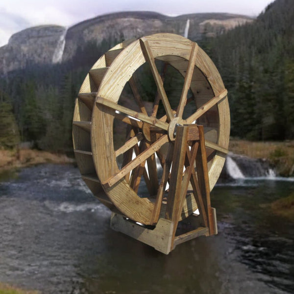 Japanese Wooden Water Wheel 6 ft. - SamsGazebos Handcrafted Garden Structures