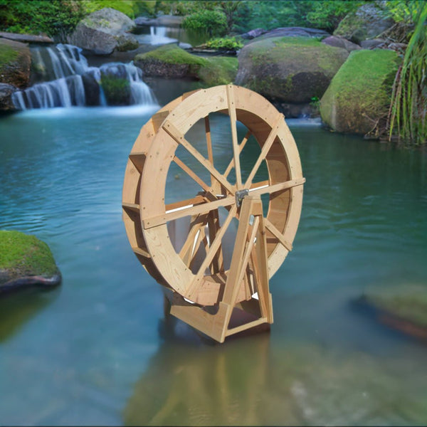 Japanese Wooden Water Wheel 5 ft - SamsGazebos Handcrafted Garden Structures