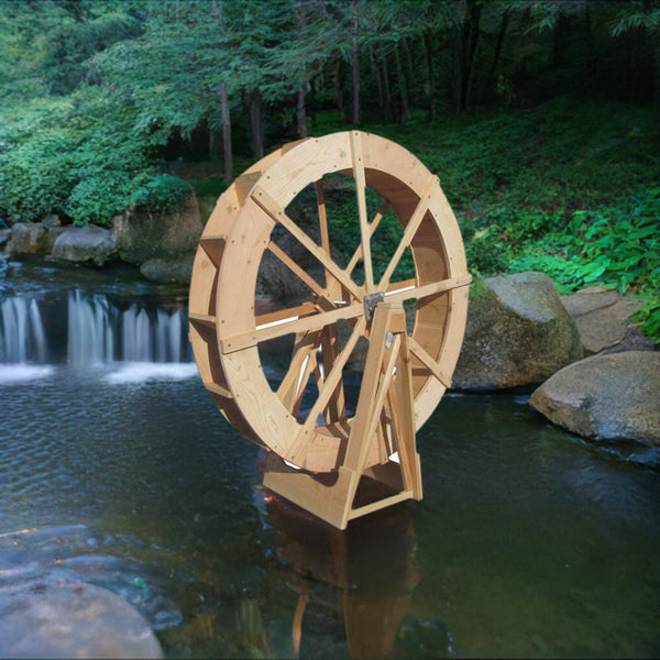 Japanese Wooden Water Wheel 5 ft - SamsGazebos Handcrafted Garden Structures