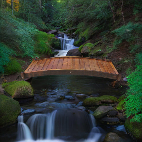 Garden Bridge - 8-foot Zen Japanese Wooden Garden Bridge