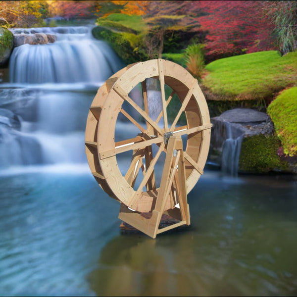 Japanese Wooden Water Wheel 5 ft - SamsGazebos Handcrafted Garden Structures