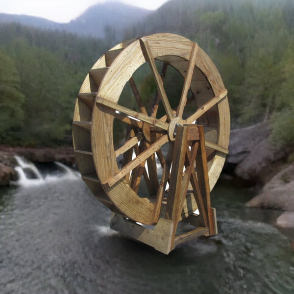 Japanese Wooden Water Wheel 6 ft. - SamsGazebos Handcrafted Garden Structures