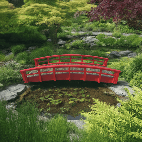 Monet's Japanese bridge 8 ft. floor model clearance - SamsGazebos Handcrafted Garden Structures