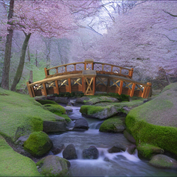 Garden Bridge - 7-foot Secret Garden Bridge With Cross Halving Lattice Rails