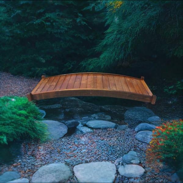 Garden Bridge - 8-foot Zen Japanese Wooden Garden Bridge