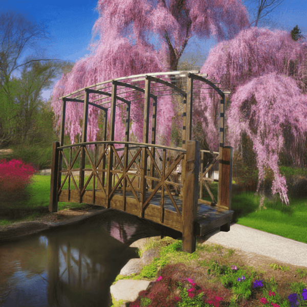 Wisteria Garden Bridge with Pergola 12 ft. - SamsGazebos Handcrafted Garden Structures