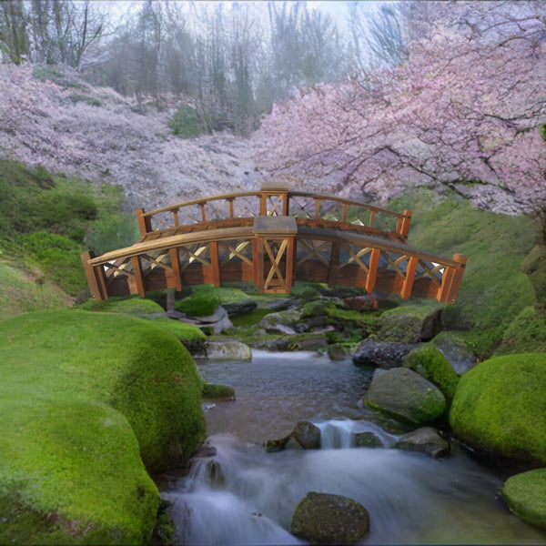 Garden Bridge - 7-foot Secret Garden Bridge With Cross Halving Lattice Rails