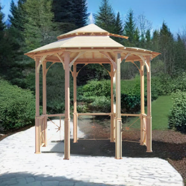 Octagon Wooden Garden Patio Gazebo with Pagoda Roof 10 ft.