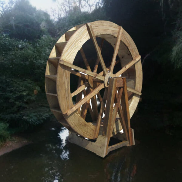 Japanese Wooden Water Wheel 6 ft. - SamsGazebos Handcrafted Garden Structures