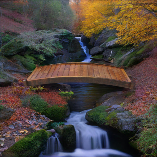 Garden Bridge - 8-foot Zen Japanese Wooden Garden Bridge