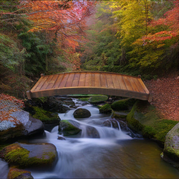 Garden Bridge - 8-foot Zen Japanese Wooden Garden Bridge