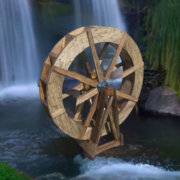 Small Japanese Wooden Water Wheel 30 Inches - SamsGazebos Handcrafted Garden Structures