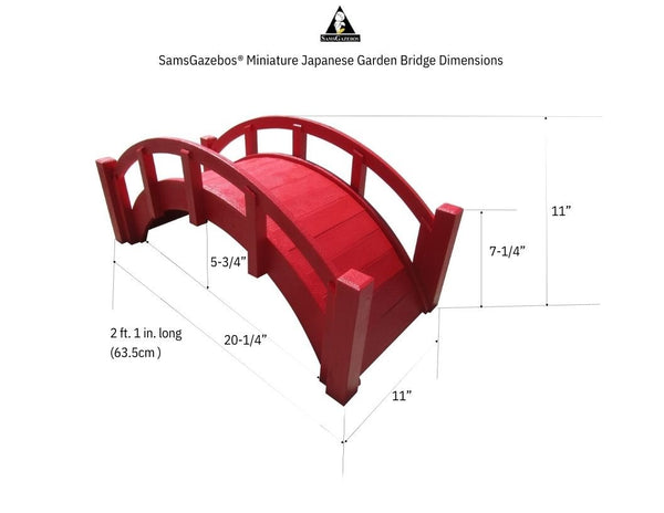 ミニチュア日本庭園用木製橋 25インチ 赤