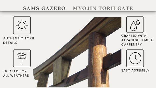 Japanese Torii Gate 8 feet Myojin Style - SamsGazebos Handcrafted Garden Structures