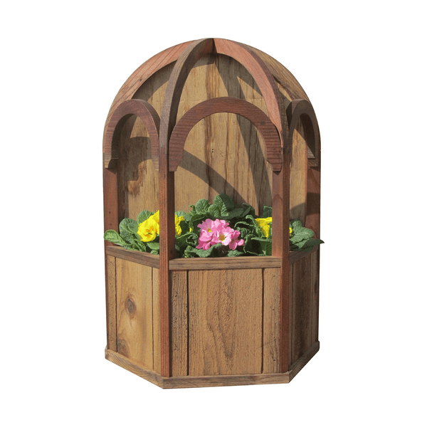 Italian Wall Mount Wooden Gazebo Planter with Dome Roof - SamsGazebos Handcrafted Garden Structures