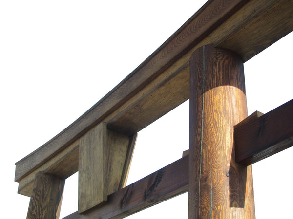 Japanese Torii 8 ft Myojin Style head closeup