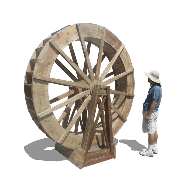 Japanese Wooden Water Wheel Free Standing 8 ft. - SamsGazebos Handcrafted Garden Structures