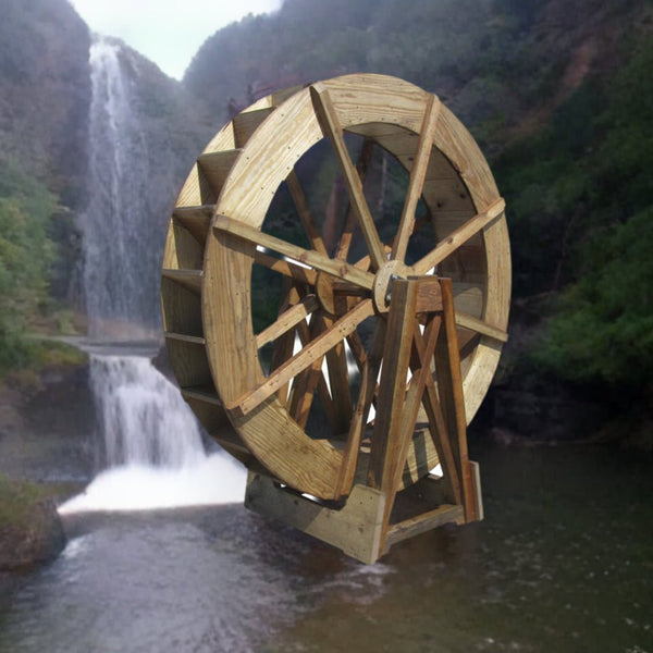 Japanese Wooden Water Wheel 6 ft. - SamsGazebos Handcrafted Garden Structures