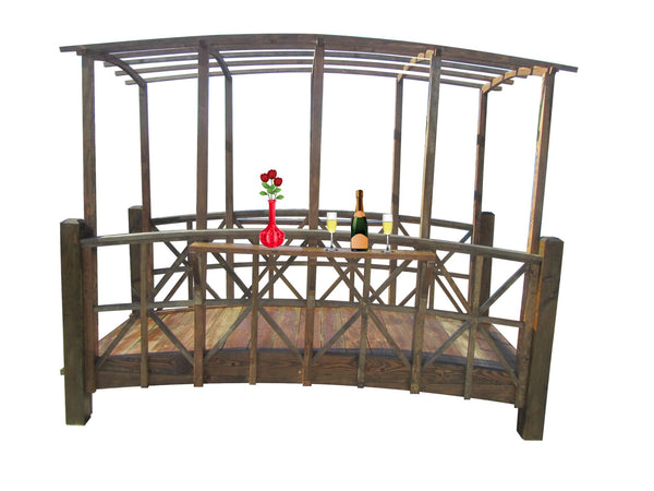 Garden Bridge with Pergola Canopy 12 ft. - SamsGazebos Handcrafted Garden Structures